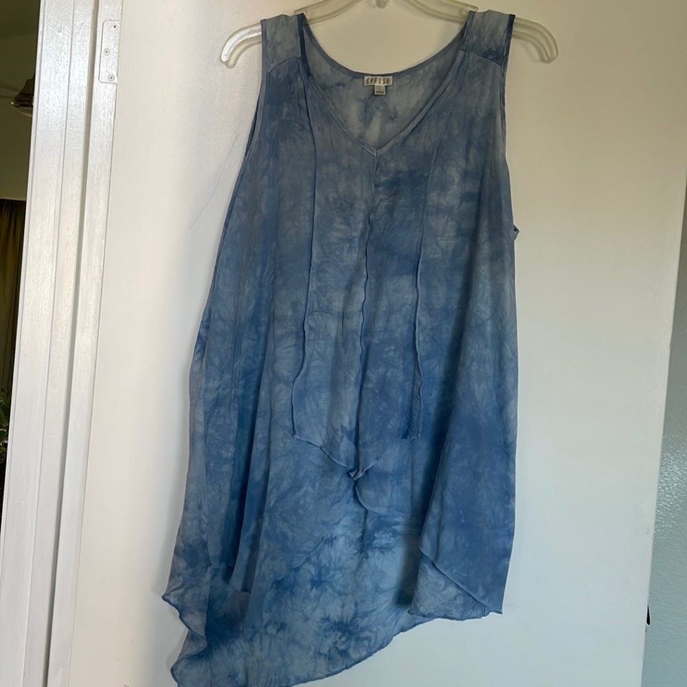 Spense Asymmetrical Sleeveless Tunic EUC